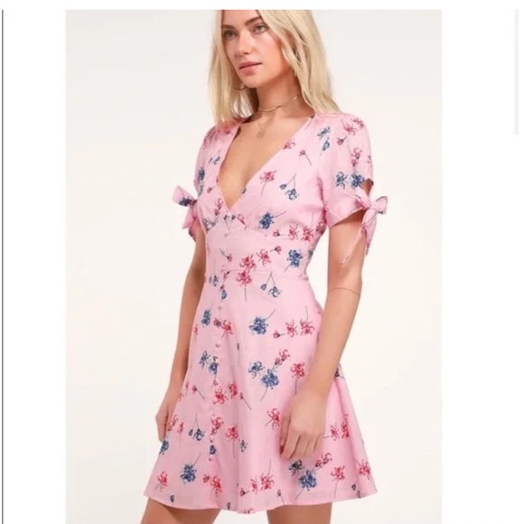 Lulus Lilly Light Pink Floral Mini Dress size S - Picture 5 of 15